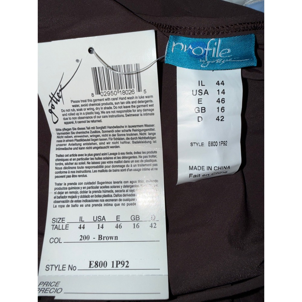 Profile by Gottex Brown Ruffle Swim Skirt Skort Side Slit E800 1P92 Size 14 NEW - Picture 7 of 12